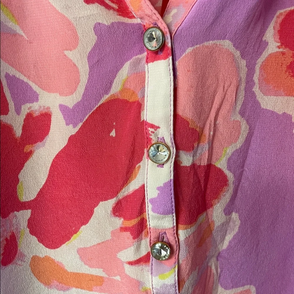 Lilly Pulitzer Elsa Silk Pink Floral Blouse women’s size S - Picture 4 of 13
